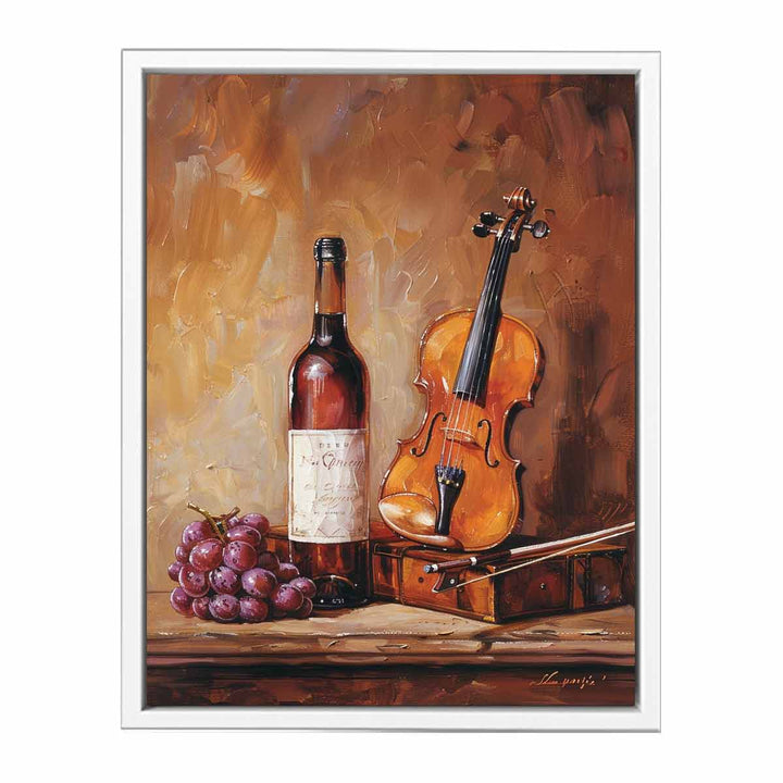 Wine and Guitar Painting  Framed Print
