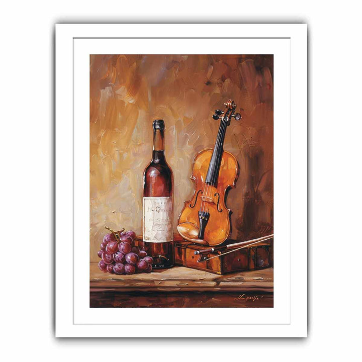 Wine and Guitar Painting  Streched canvas