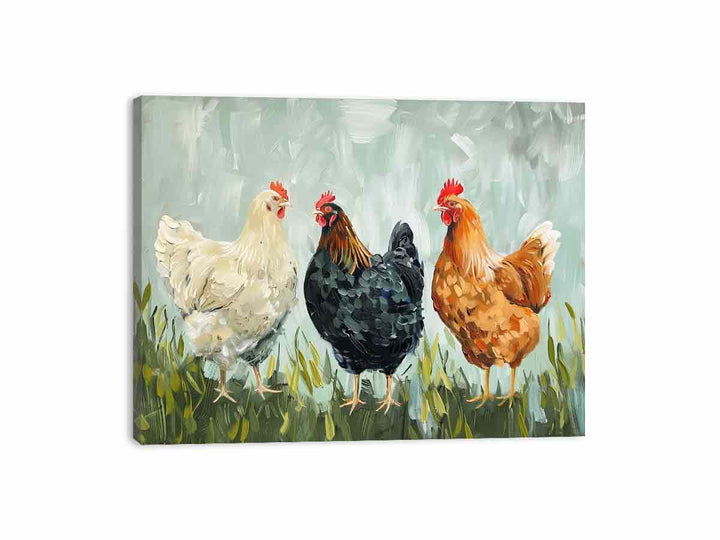 Three Little Hens  Canvas Print