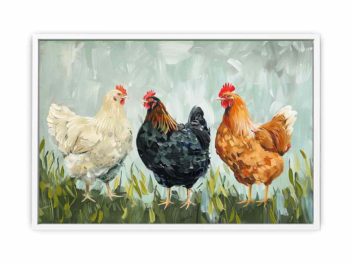 Three Little Hens  Framed Print