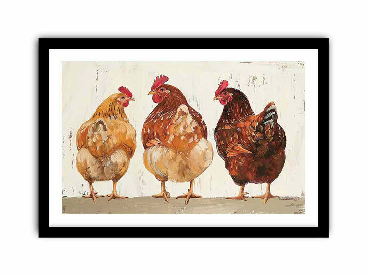 Three Hens  Art Print