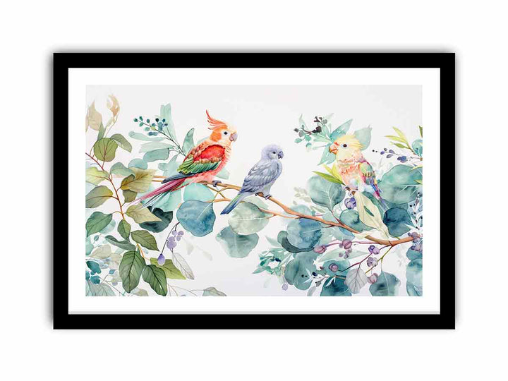 Birds On Eucalyptus  Art Print