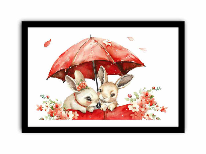 Watercolor Bunnies  Art Print