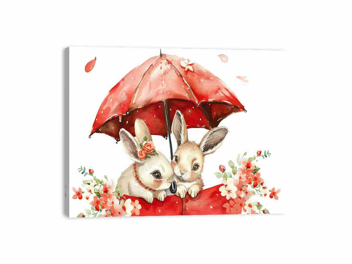 Watercolor Bunnies Canvas Print