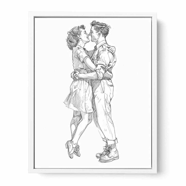 Couple  Kiss  Framed Print