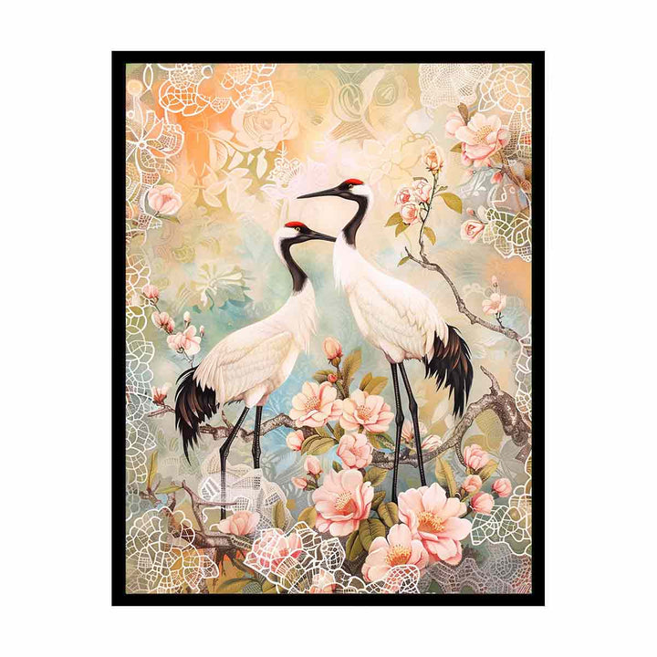 White Cranes  Painting