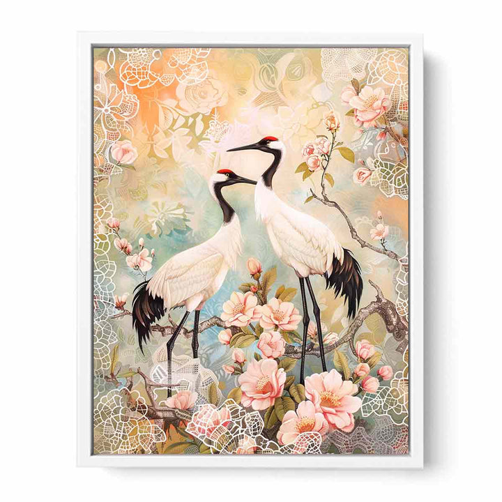 White Cranes Framed Print