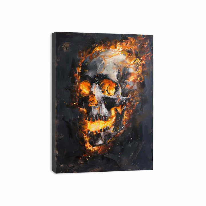 Skull on Fire Canvas Print