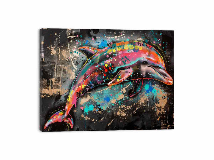 Dolphin Graffiti Canvas Print