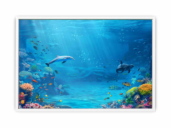 Dolphin Underwater  Framed Print