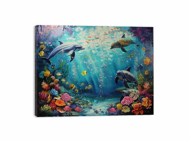 Dolphin Underwater  Canvas Print