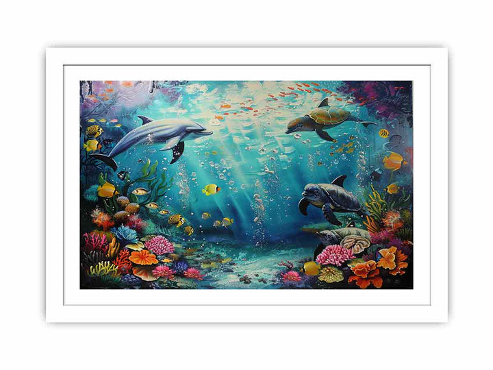 Dolphin Underwater  Streched canvas