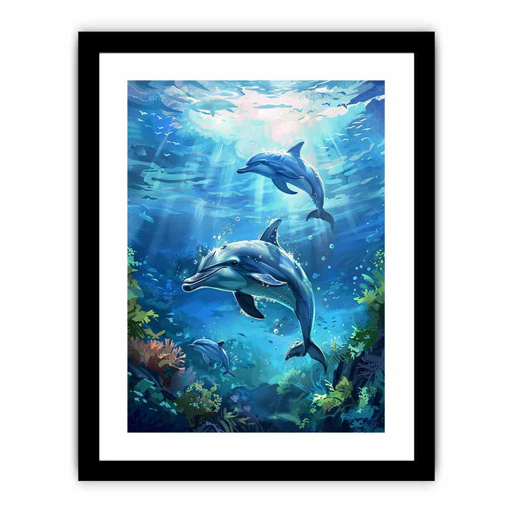 Dolphin Underwater  Art Print