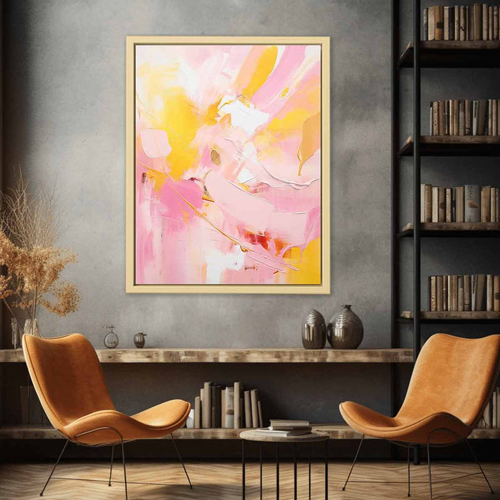 Yellow Pink  Abstract Art 