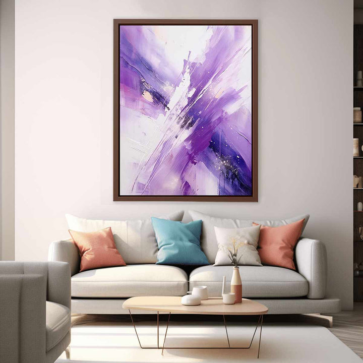 Purple  White Abstract Art 