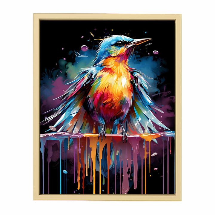 Bird Color  Drip Painting Framed Print