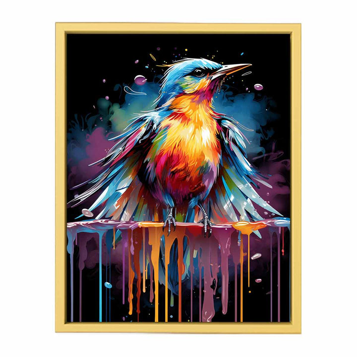 Bird Color  Drip Painting  Poster