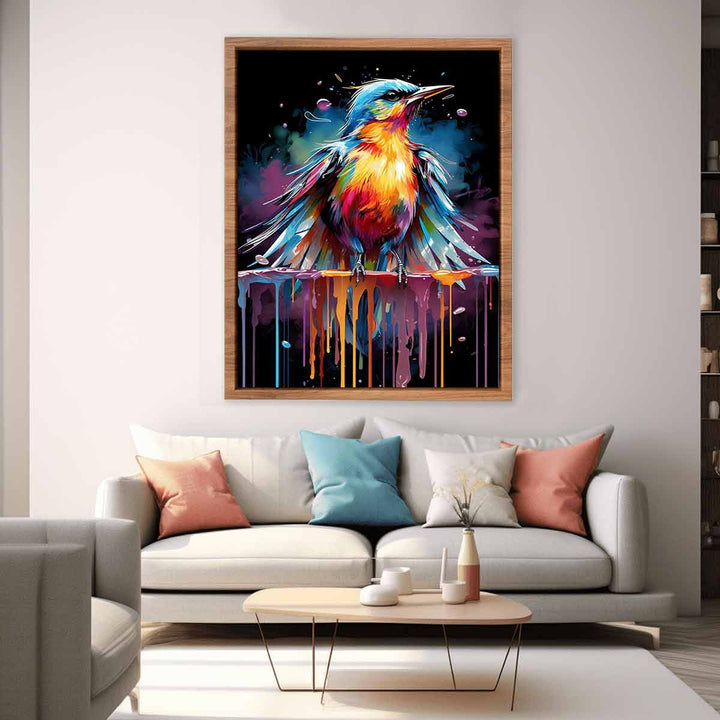 Bird Color  Drip Painting 