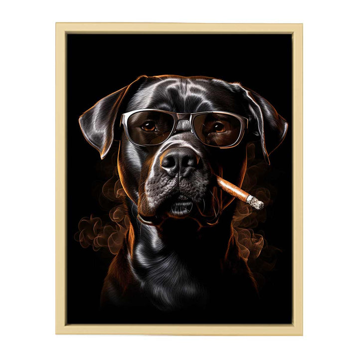 Smoking Dog Art Framed Print