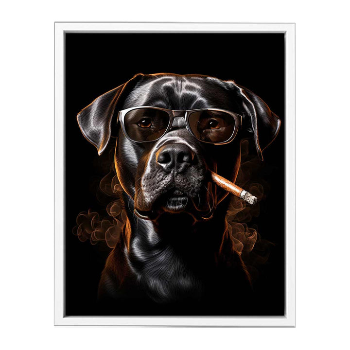 Smoking Dog Art  Canvas Print