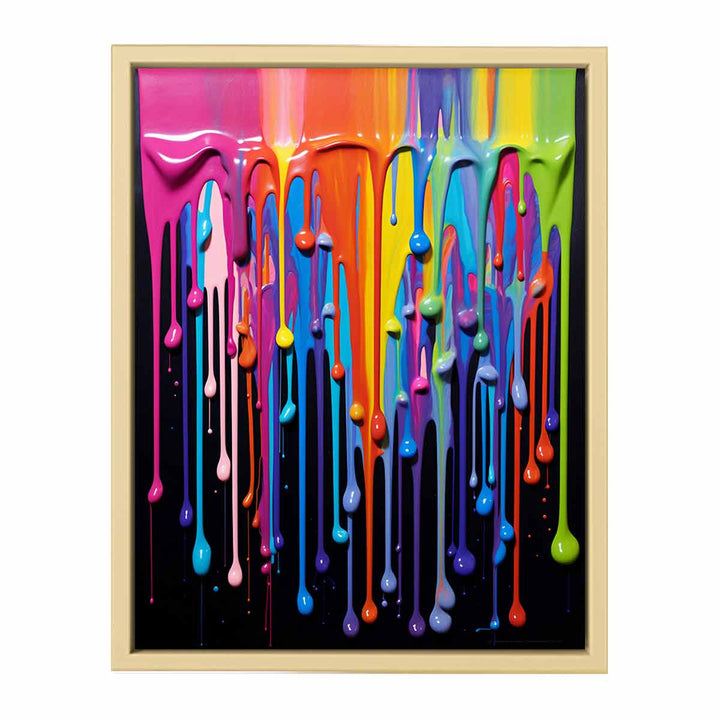 Black Dripping Color Art  Framed Print