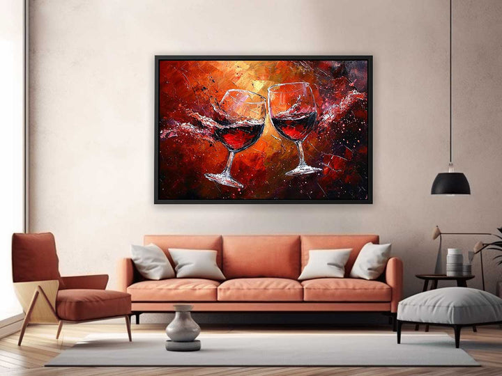 Red wine glass art 