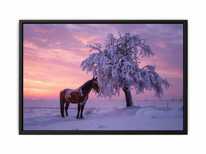 Horse In Winter   Painting