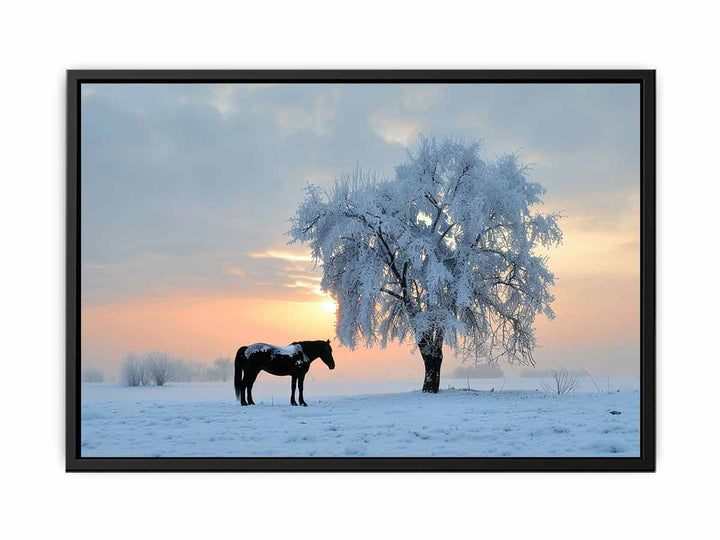 Horse In Winter   Painting