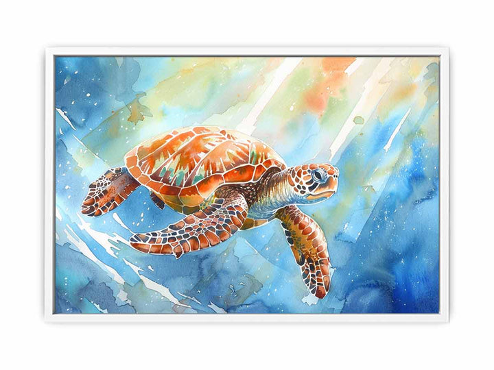 Turtle In Sea  Framed Print