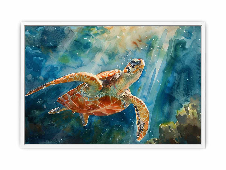 Turtle In Sea  Framed Print