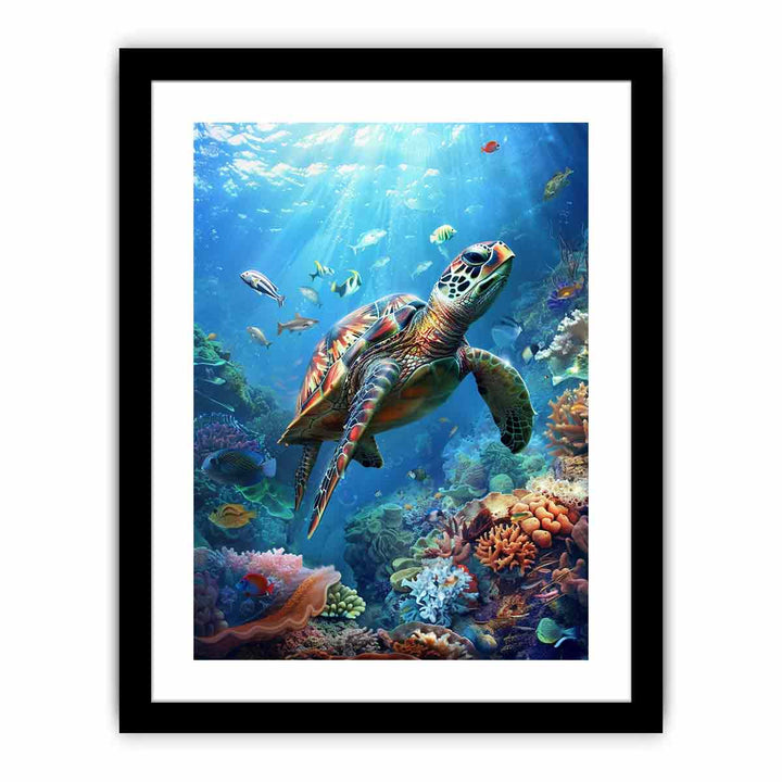 Turtle In Sea   Art Print