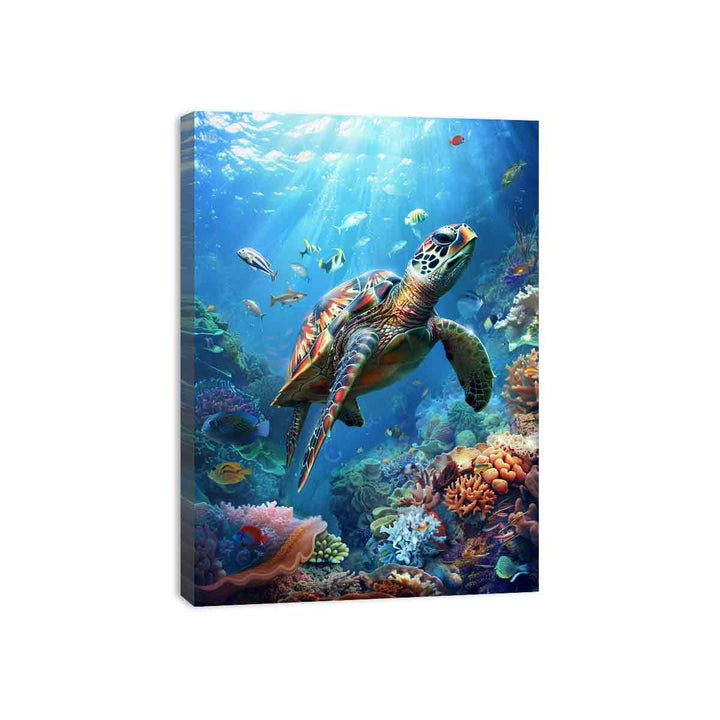 Turtle In Sea  Canvas Print