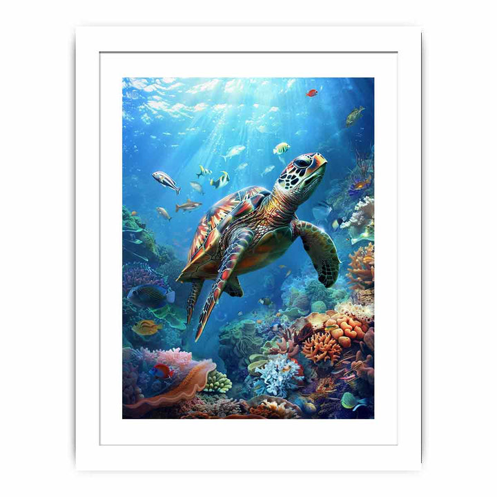 Turtle In Sea  Streched canvas