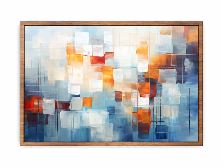 Orange Brown Abstract Squares  Painting