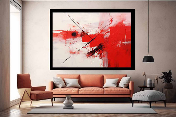 Red Contemporary Framed Art Print