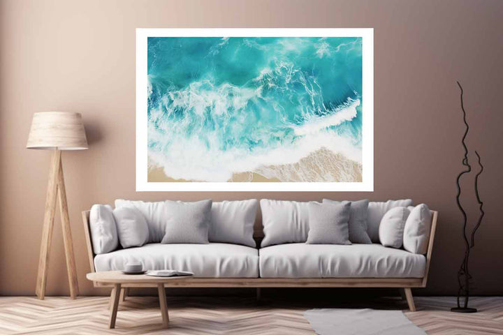 Teal Ocean Artwork Art Print