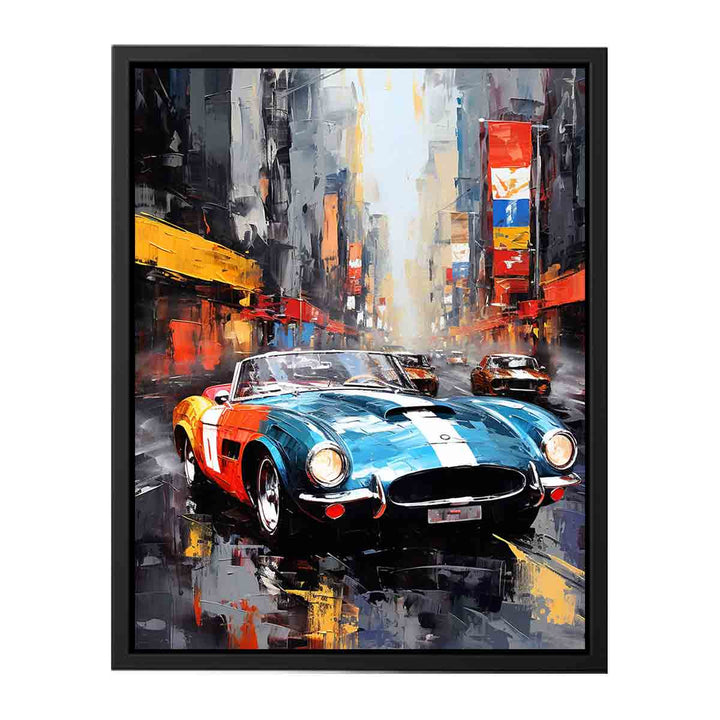 New York Street Car Painting  canvas Print