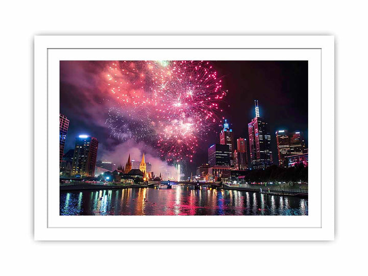 Fireworks Melbourne Streched canvas