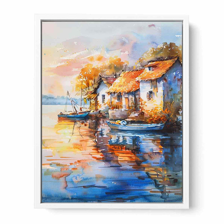 Coastal Village  Framed Print