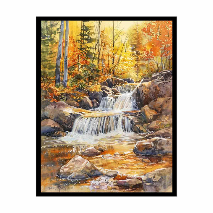 Forest Waterfall   Painting