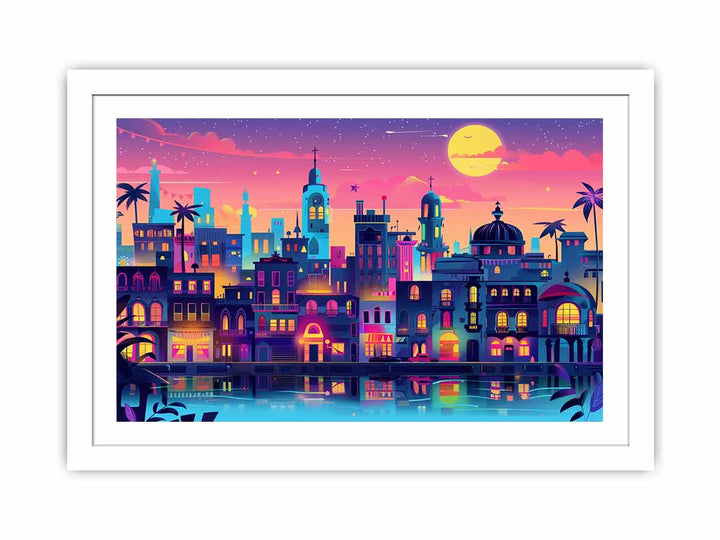 Vibrant Cityscape  Streched canvas