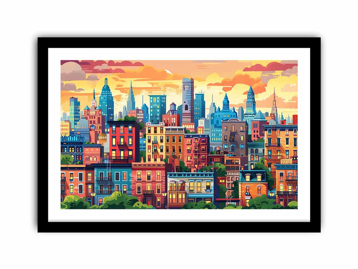 Vibrant Cityscape   Art Print