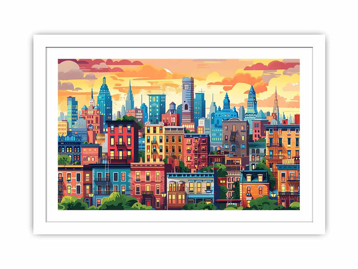 Vibrant Cityscape  Streched canvas