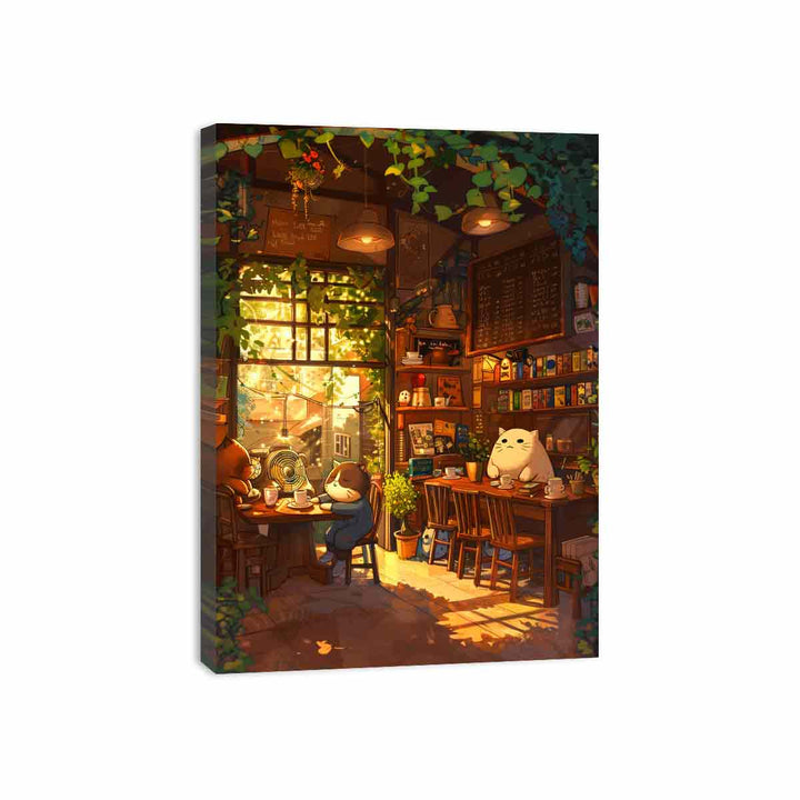 Cartoon Cafe  Canvas Print