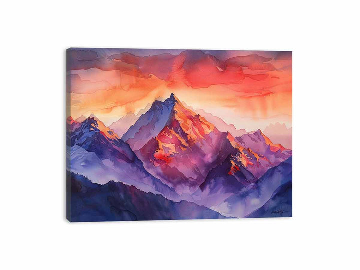 Watercolor Mountians Canvas Print