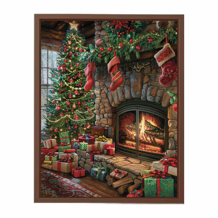 Festive Fireplace   Poster