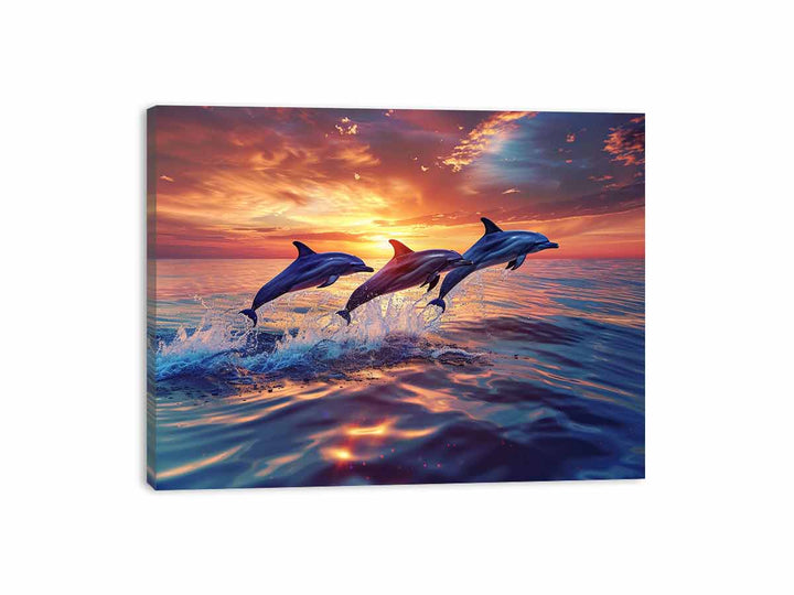 Flying Dolphins Canvas Print