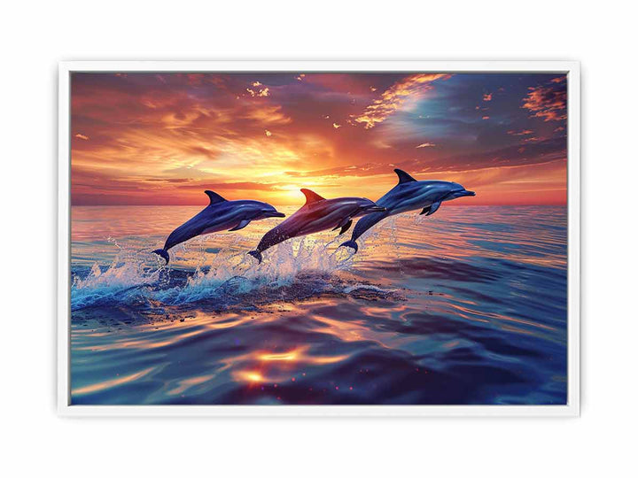 Flying Dolphins Framed Print