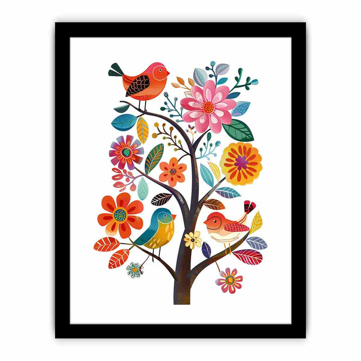 Cute Flower Birds  Art Print