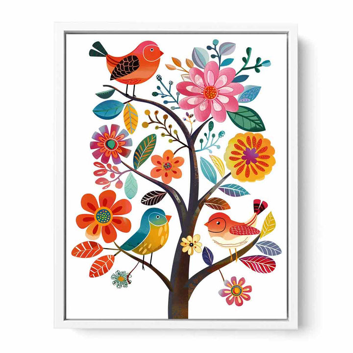 Cute Flower Birds Framed Print